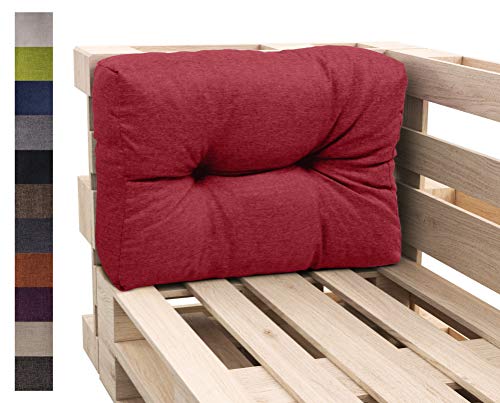 sunnypillow Palettenkissen Auflage Set für Europaletten Indoor und Outdoor Palettenpolster Palettensofa Kissen mit schöner Steppung viele Farben und Größen zur Auswahl Seitenkissen 65 x 50, Rot von sunnypillow