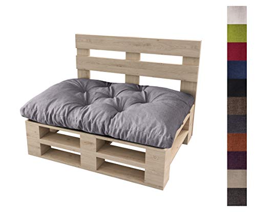 sunnypillow Palettenkissen Auflage Set für Europaletten Indoor und Outdoor Palettenpolster Palettensofa Kissen mit schöner Steppung viele Farben und Größen zur Auswahl Sitzkissen 120 x 80, Grau von sunnypillow