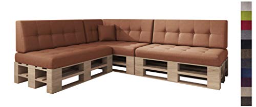 sunnypillow Palettenkissen Kaltschaum Palettenauflage Palettenpolster Palettensofa Sitzkissen Rückenlehne gesteppt 8er Set Orange von sunnypillow