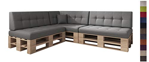 sunnypillow Palettenkissen Kaltschaum Palettenauflage Palettenpolster Palettensofa Sitzkissen Rückenlehne gesteppt 8er Set Silver von sunnypillow