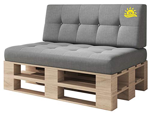 sunnypillow Palettenkissen Kaltschaum UV - beständig Outdoor/Indoor Palettenauflage Palettenpolster Palettensofa Sitzkissen Rückenlehne gesteppt 2er Set 120 x 80 Silver sunnypillow Palettenkissen Kaltschaum UV - beständig Outdoor/Indoor Palettenauflage Palettenpolster Palettensofa Sitzkissen Rückenlehne gesteppt 2er Set 120 x 80 Silver von sunnypillow