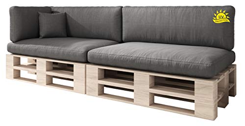 sunnypillow Palettenkissen mit abnehmbarem Bezug UV - beständig Outdoor/Indoor Palettenauflage Palettenpolster Palettensofa Sitzkissen Rückenlehne 6er Set 120 x 80 Anthrazit sunnypillow Palettenkissen mit abnehmbarem Bezug UV - beständig Outdoor/Indoor Palettenauflage Palettenpolster Palettensofa Sitzkissen Rückenlehne 6er Set 120 x 80 Anthrazit von sunnypillow