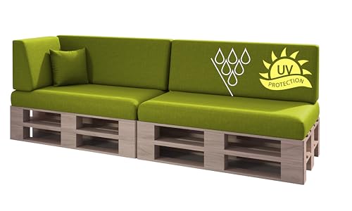 sunnypillow Palettenkissen mit abnehmbarem Bezug UV - beständig Outdoor wasserdicht Kaltschaum Palettenauflage Palettenpolster Palettensofa Sitzkissen Rückenlehne 6er Set 120 x 80 Grün sunnypillow Palettenkissen mit abnehmbarem Bezug UV - beständig Outdoor wasserdicht Kaltschaum Palettenauflage Palettenpolster Palettensofa Sitzkissen Rückenlehne 6er Set 120 x 80 Grün von sunnypillow