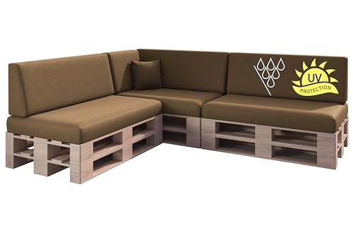 sunnypillow Palettenkissen mit abnehmbarem Bezug UV - beständig Outdoor wasserdicht Kaltschaum Palettenauflage Palettenpolster Palettensofa Sitzkissen Rückenlehne 8er Set 120 x 80 Braun sunnypillow Palettenkissen mit abnehmbarem Bezug UV - beständig Outdoor wasserdicht Kaltschaum Palettenauflage Palettenpolster Palettensofa Sitzkissen Rückenlehne 8er Set 120 x 80 Braun von sunnypillow