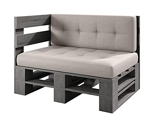 sunnypillow Palettenmöbel Europaletten Indoor und Outdoor Lounge Gartenmöbel Holz Gartenmöbel Set Lounge Möbel Terrasse Balkon Loft Stil Paletten | Grau Eckbank 120 x 80 cm Höhe : 30 cm von sunnypillow