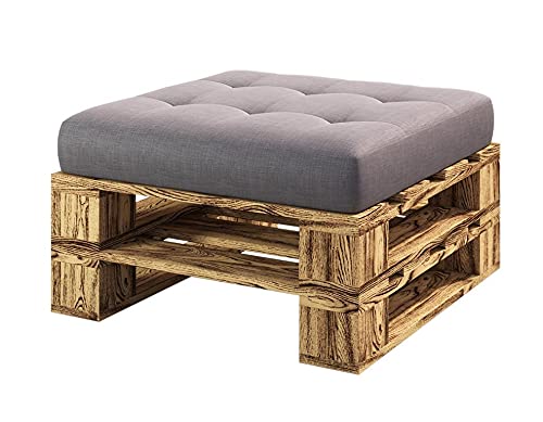 sunnypillow Palettenmöbel Gartenmöbel Set aus Holz Indoor/Outdoor Europaletten Möbel Sofa Gartensofa Bank Sessel Holztisch für Balkon Terrasse Garten | geflammt Hocker 80 x 60 cm Höhe : 30 cm von sunnypillow