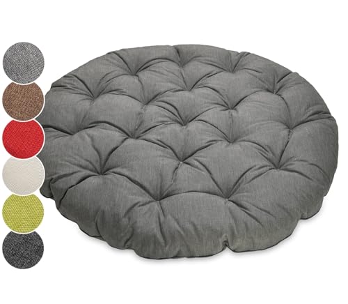 sunnypillow Polster für Papasansessel - rund Durchmesser 120 cm Dicke 15cm, UV - beständig wasserdicht Outdoor/Indoor - Bodenkissen Kissen für Gartenmöbel - Sitzauflage Auflage für Papasan - Grau von sunnypillow