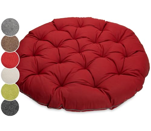 sunnypillow Polster für Papasansessel | rund Durchmesser 120 cm Dicke 15cm | UV - beständig wasserdicht Outdoor/Indoor | Bodenkissen Kissen für Gartenmöbel | Sitzauflage Auflage für Papasan | Rot von sunnypillow