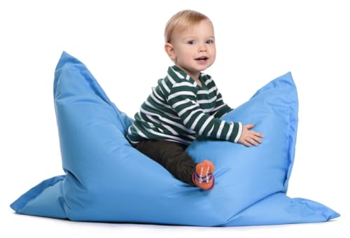 sunnypillow S Sitzsack, Outdoor & Indoor 100 x 70 cm mit 60L Styropor Füllung Sessel für Kinder & Erwachsene Sitzkissen Sofa Beanbag viele Farben und Größen zur Auswahl Blau von sunnypillow