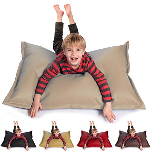 sunnypillow S Sitzsack, Sitzkissen aus Kunstleder Outdoor & Indoor 100 x 70 cm mit 60L Styropor Füllung Sessel für Kinder & Erwachsene Sofa Beanbag viele Farben und Größen zur Auswahl Beige sunnypillow S Sitzsack, Sitzkissen aus Kunstleder Outdoor & Indoor 100 x 70 cm mit 60L Styropor Füllung Sessel für Kinder & Erwachsene Sofa Beanbag viele Farben und Größen zur Auswahl Beige von sunnypillow