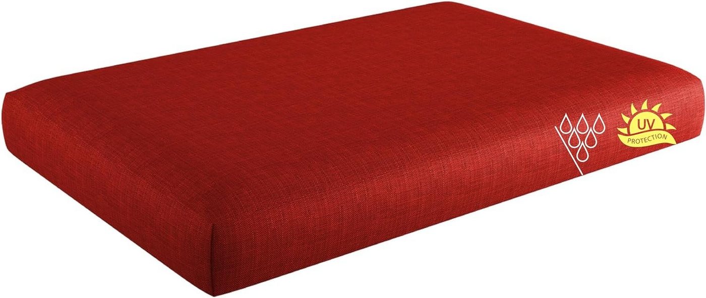 sunnypillow Sitzkissen Palettenkissen mit abnehmbarem Bezug Sitzkissen 120x60x15cm, Rot UV von sunnypillow