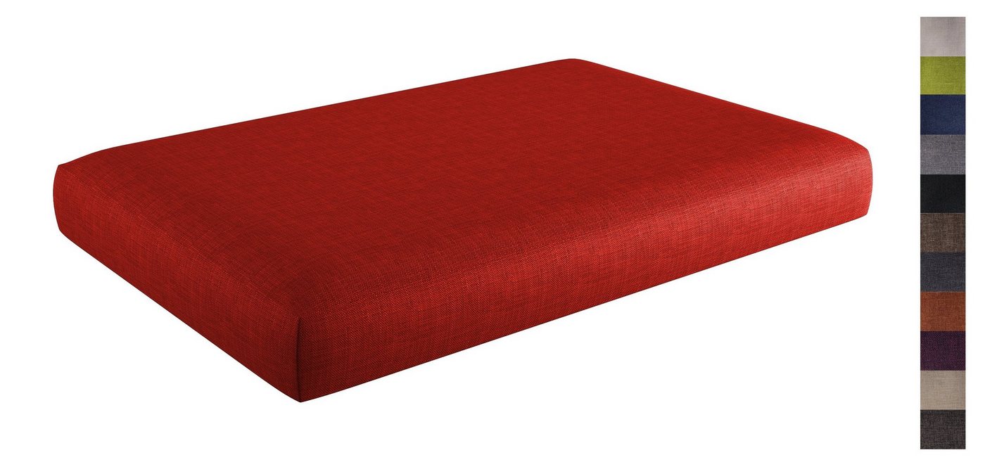 sunnypillow Sitzkissen Palettenkissen mit abnehmbarem Bezug Sitzkissen 120x60x15cm, Rot von sunnypillow