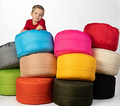 sunnypillow Sitzsack - Hocker rund 25 x 45 cm | Indoor & Outdoor | Runder Sitzpouf mit abnehmbarem Bezug | Sitzbank, Sitzhocker, Bodenkissen Bean Bag Puff | Dunkelgrün von sunnypillow