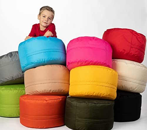 sunnypillow Sitzsack - Hocker rund 25 x 45 cm - Indoor & Outdoor - Runder Sitzpouf mit abnehmbarem Bezug - Sitzbank, Sitzhocker, Bodenkissen Bean Bag Puff - Gelb von sunnypillow