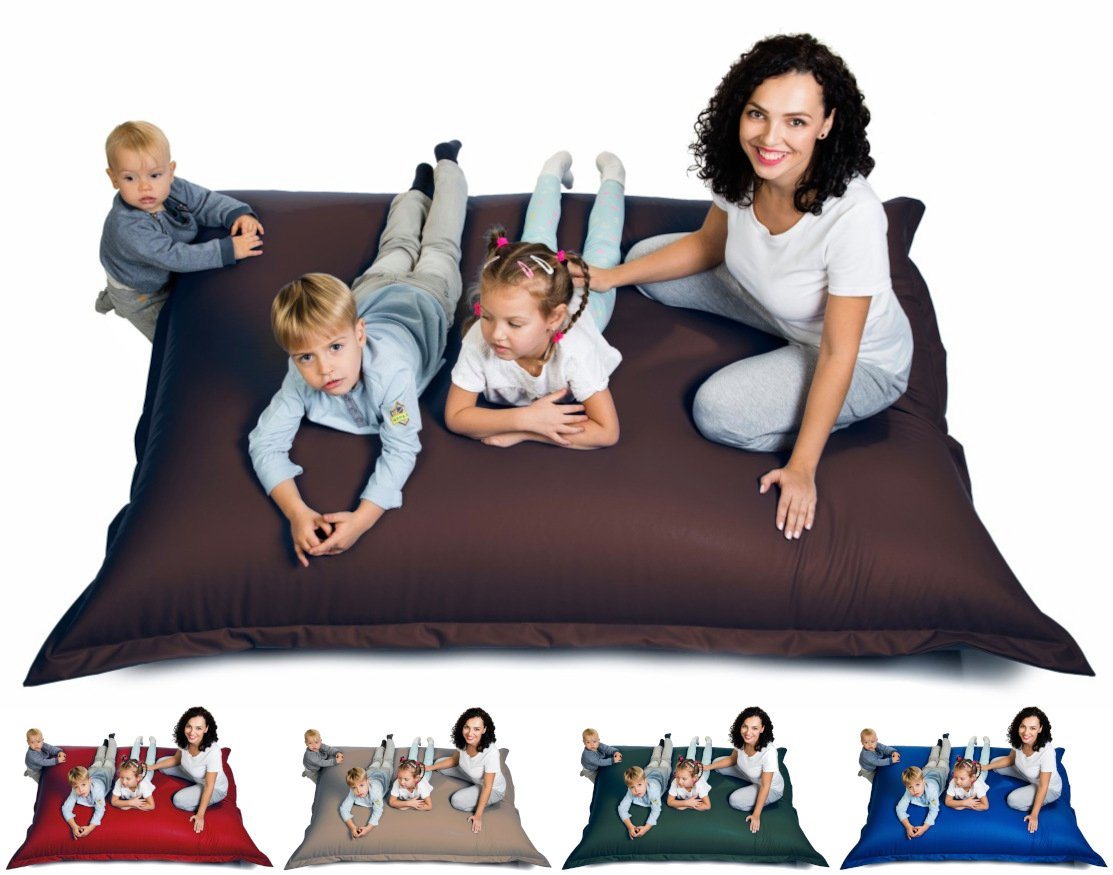 sunnypillow Sitzsack aus Kunstleder Outdoor & Indoor für Kinder & Erwachsene, 100 x 150 cm mit 140L Styropor Füllung von sunnypillow