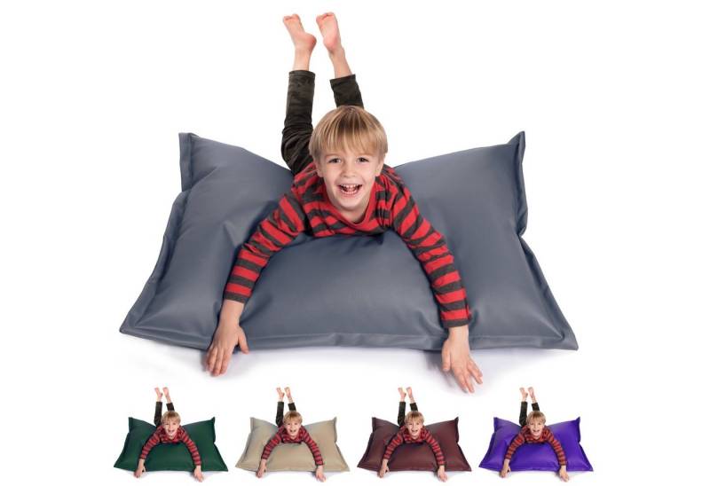 sunnypillow Sitzsack aus Kunstleder Outdoor & Indoor für Kinder & Erwachsene, 100 x 70 cm mit 60L Styropor Füllung von sunnypillow