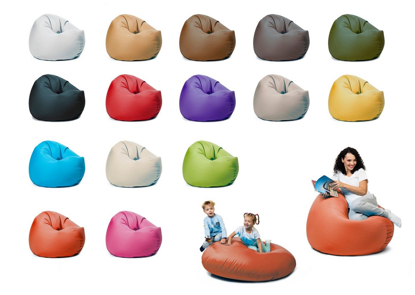 sunnypillow Sitzsack mit Styropor Füllung Outdoor & Indoor für Kinder und Erwachsene von sunnypillow