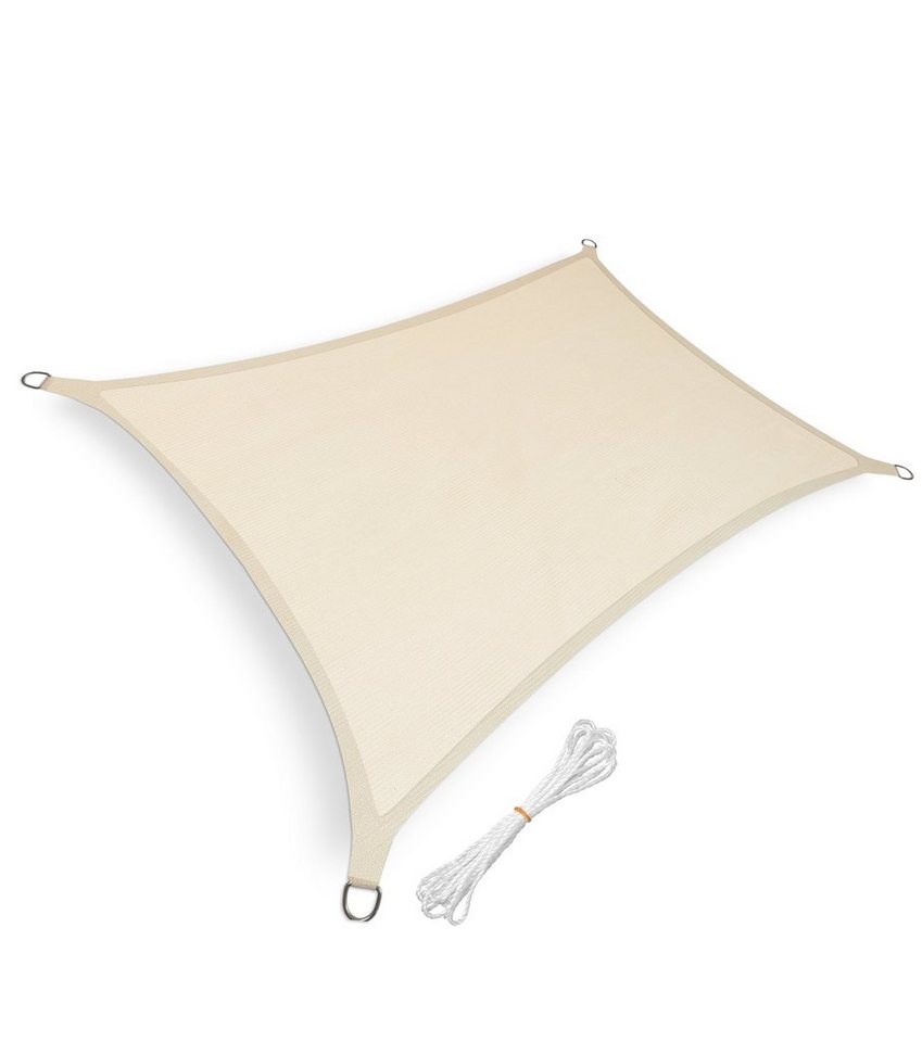 sunnypillow Sonnensegelmast Sonnensegel Sonnenschutz für Garten Terrasse und Balkon, Rechteckig 2 x 4 m Beige von sunnypillow