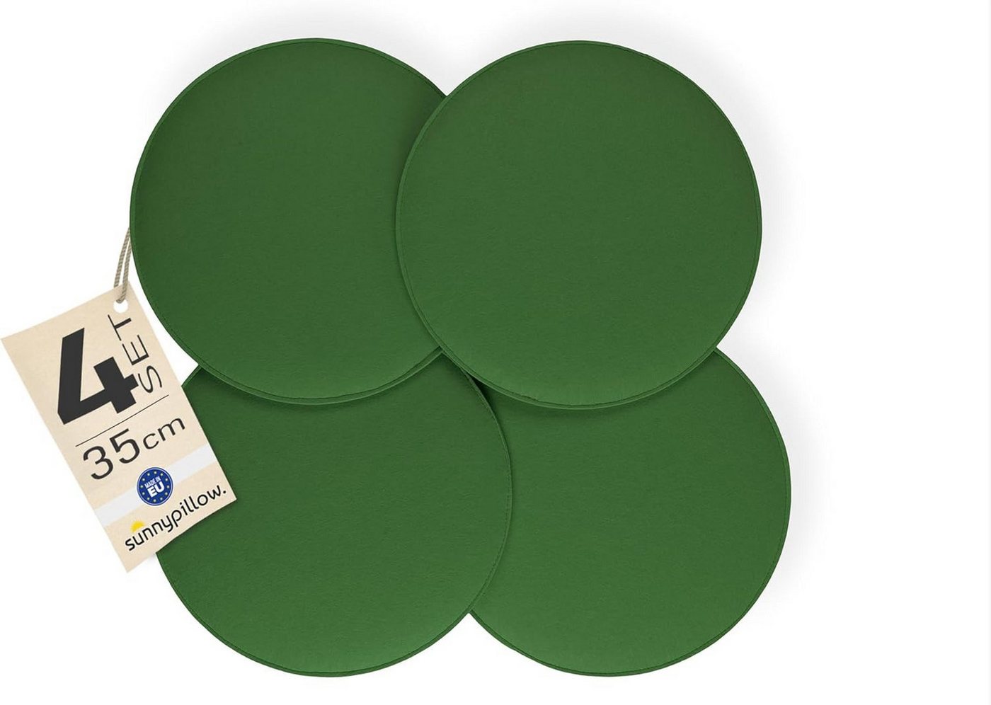 sunnypillow Stuhlkissen 4er Set Sitzkissen Filz Stuhlkissen rund Ø 36cm Filzkissen, Dunkelgrün von sunnypillow