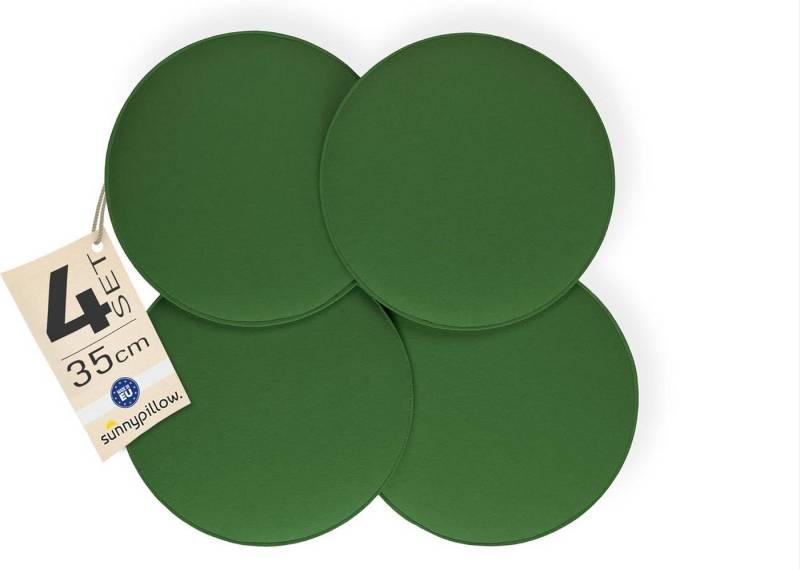 sunnypillow Stuhlkissen 4er Set Sitzkissen Filz Stuhlkissen rund Ø 36cm Filzkissen, Dunkelgrün von sunnypillow