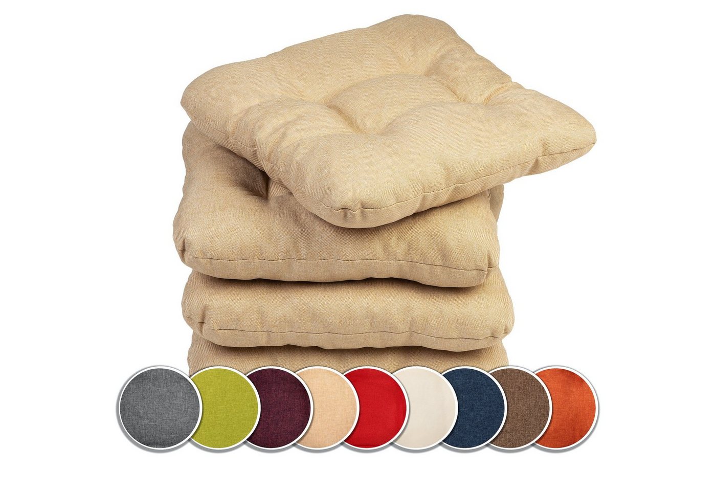 sunnypillow Stuhlkissen 4er Set Stuhlkissen 40x40 cm Bequeme 8cm, Polsterauflage Auflage für Stühle / Bänke von sunnypillow