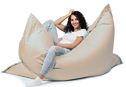 sunnypillow XL Sitzsack, Riesensitzsack Outdoor & Indoor 100 x 150 cm mit 140L Styropor Füllung Sessel für Kinder & Erwachsene Sitzkissen Sofa Beanbag viele Farben und Größen zur Auswahl Cremefarben von sunnypillow