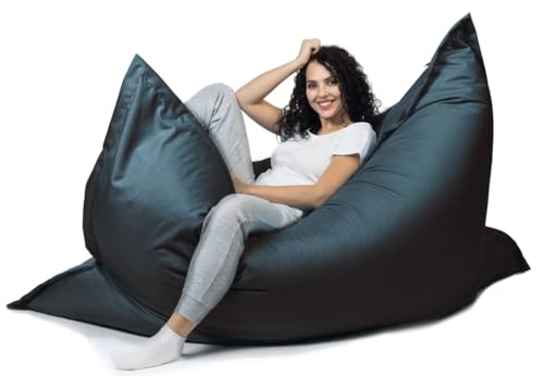 sunnypillow XL Sitzsack, Riesensitzsack Outdoor & Indoor 100 x 150 cm mit 140L Styropor Füllung Sessel für Kinder & Erwachsene Sitzkissen Sofa Beanbag viele Farben und Größen zur Auswahl Schwarz von sunnypillow