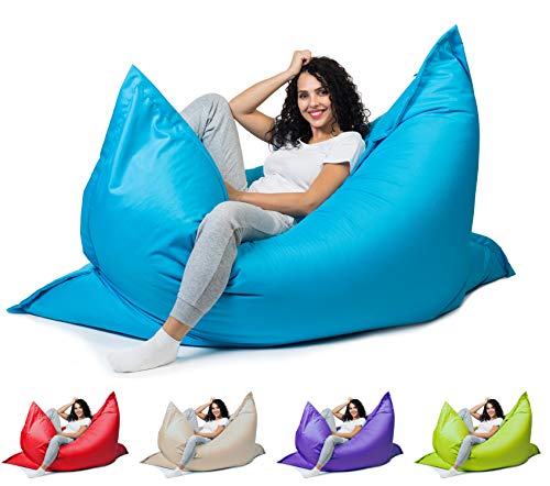 sunnypillow XL Sitzsack, Riesensitzsack Outdoor & Indoor 100 x 150 cm mit 140L Styropor Füllung Sessel für Kinder & Erwachsene Sitzkissen Sofa Beanbag viele Farben und Größen zur Auswahl Blau von sunnypillow
