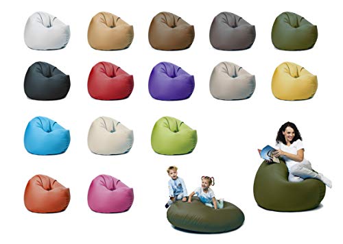 sunnypillow XL Sitzsack mit Styropor Füllung 100 cm Durchmesser 2-in-1 Funktionen zum Sitzen und Liegen Outdoor & Indoor für Kinder & Erwachsene viele Farben und Größen zur Auswahl Dunkelgrün von sunnypillow