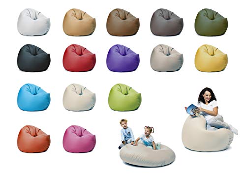 sunnypillow XL Sitzsack mit Styropor Füllung 100 cm Durchmesser 2-in-1 Funktionen zum Sitzen und Liegen Outdoor & Indoor für Kinder & Erwachsene viele Farben und Größen zur Auswahl Cremefarben von sunnypillow