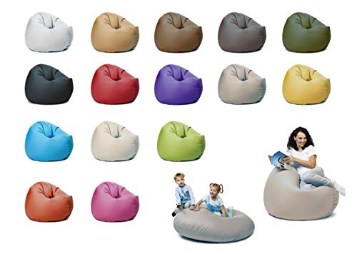 sunnypillow XL Sitzsack mit Styropor Füllung 100 cm Durchmesser 2-in-1 Funktionen zum Sitzen und Liegen Outdoor & Indoor für Kinder & Erwachsene viele Farben und Größen zur Auswahl Grau von sunnypillow