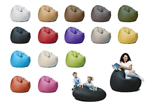 sunnypillow XL Sitzsack mit Styropor Füllung 100 cm Durchmesser 2-in-1 Funktionen zum Sitzen und Liegen Outdoor & Indoor für Kinder & Erwachsene viele Farben und Größen zur Auswahl Schwarz von sunnypillow