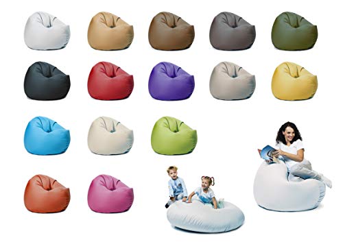 sunnypillow XL Sitzsack mit Styropor Füllung 100 cm Durchmesser 2-in-1 Funktionen zum Sitzen und Liegen Outdoor & Indoor für Kinder & Erwachsene viele Farben und Größen zur Auswahl Weiß von sunnypillow