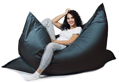 sunnypillow XXL Sitzsack, Riesensitzsack Outdoor & Indoor 180 x 145 cm mit 380L Styropor Füllung Sessel für Kinder & Erwachsene Sitzkissen Sofa Beanbag viele Farben und Größen zur Auswahl Schwarz von sunnypillow