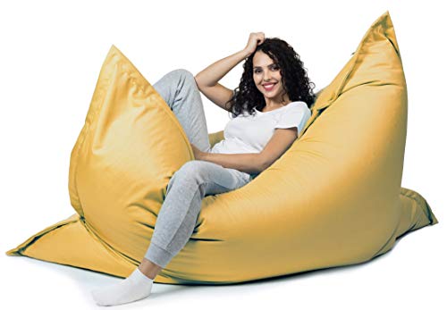 sunnypillow XXL Sitzsack, Riesensitzsack Outdoor & Indoor 180 x 145 cm mit 380L Styropor Füllung Sessel für Kinder & Erwachsene Sitzkissen Sofa Beanbag viele Farben und Größen zur Auswahl Gelb von sunnypillow