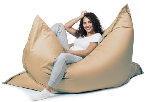 sunnypillow XXL Sitzsack, Riesensitzsack Outdoor & Indoor 180 x 145 cm mit 380L Styropor Füllung Sessel für Kinder & Erwachsene Sitzkissen Sofa Beanbag viele Farben und Größen zur Auswahl Beige von sunnypillow