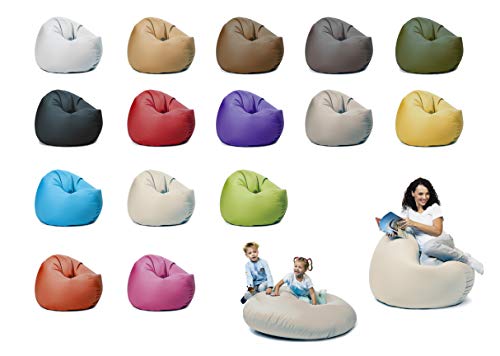 sunnypillow XXL Sitzsack mit Styropor Füllung 125 cm Durchmesser 2-in-1 Funktionen zum Sitzen und Liegen Outdoor & Indoor für Kinder & Erwachsene viele Farben und Größen zur Auswahl Cremefarben von sunnypillow