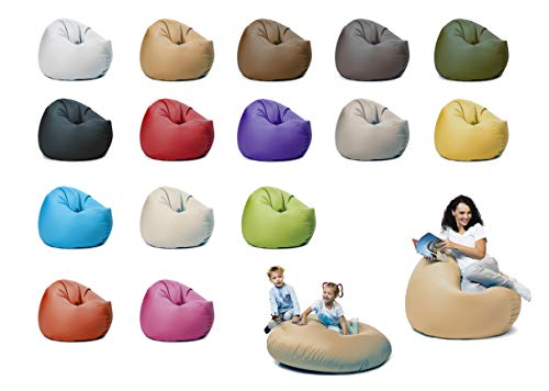 sunnypillow XXL Sitzsack mit Styropor Füllung 125 cm Durchmesser 2-in-1 Funktionen zum Sitzen und Liegen Outdoor & Indoor für Kinder & Erwachsene viele Farben und Größen zur Auswahl Beige von sunnypillow