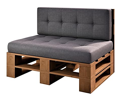 sunnypillow Palettenmöbel Europaletten Indoor und Outdoor Lounge Gartenmöbel Holz Gartenmöbel Set Lounge Möbel Terrasse Balkon Loft Stil Paletten | Eiche Bank 120 x 80 cm Höhe : 30 cm von sunnypillow