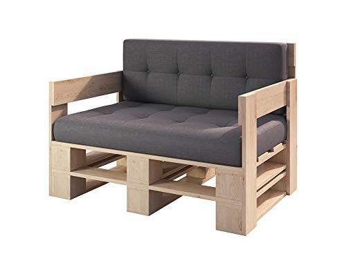 sunnypillow Palettenmöbel Gartenmöbel Set aus Holz Indoor/Outdoor Europaletten Möbel Sofa Gartensofa Bank Sessel Holztisch für Balkon Terrasse Garten | Natur Sofa 120 x 60 cm Höhe : 30 cm von sunnypillow