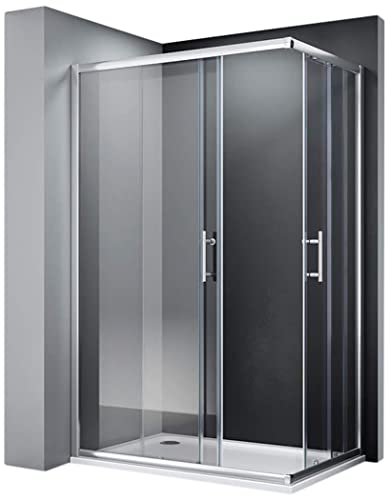SONNI 80x80cm Eckeinstieg Duschkabine Sicherheitsglas Schiebetür Eckdusche Duschabtrennung Duschschiebetür Glas von SONNI