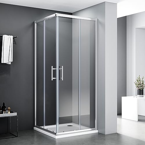 SONNI Duschkabine 100x100 cm Eckeinstieg Duschabtrennung Doppel Schiebetür Echtglas Duschtür SONNI Duschkabine 100x100 cm Eckeinstieg Duschabtrennung Doppel Schiebetür Echtglas Duschtür von SONNI