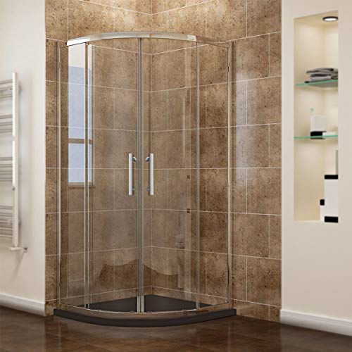 Duschkabine Viertelkreis 80x80cm Duschabtrennung mit Rahmen NANO Glas Runddusche Schiebetür Dusche Duschwand von SONNI