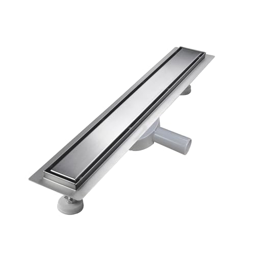 sunrik Duschrinne 30 cm, Befliesbar Duschrinne extra flach, Edelstahl Bodenablauf Komplettset mit 360°Siphon Haarsieb von sunrik