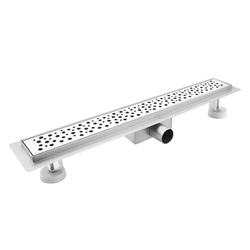 sunrik Duschrinne 40 cm, Blase Duschrinne extra flach, Edelstahl Bodenablauf Komplettset mit Siphon Haarsieb von sunrik