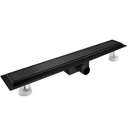 sunrik Duschrinne 90 cm, Schwarz Befliesbar Duschrinne extra flach, Edelstahl Bodenablauf Komplettset mit Siphon Haarsieb sunrik Duschrinne 90 cm, Schwarz Befliesbar Duschrinne extra flach, Edelstahl Bodenablauf Komplettset mit Siphon Haarsieb von sunrik