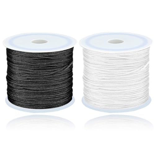 Suo Long Nylonschnur für Armbänder 0,8 Schnur für Armbänder Nylonfaden Von Perlen Schwarz + Weißer 219 Yard Nylon Schnur für Armbänder Selber Machen Kinder,Mädchen Nylonschnur für Auffädeln Basteln von suo long