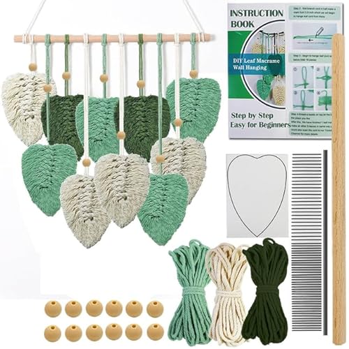 Suo Long Makramee-Blätter-Wandbehang-Set, Makramee-Sets für Erwachsene und Anfänger, einfaches Makramee-Blatt-Aufhängeset mit vorgeschnittener Makramee-Schnur, Anleitung (evtl. nicht in deutscher Suo Long Makramee-Blätter-Wandbehang-Set, Makramee-Sets für Erwachsene und Anfänger, einfaches Makramee-Blatt-Aufhängeset mit vorgeschnittener Makramee-Schnur, Anleitung (evtl. nicht in deutscher von suo long
