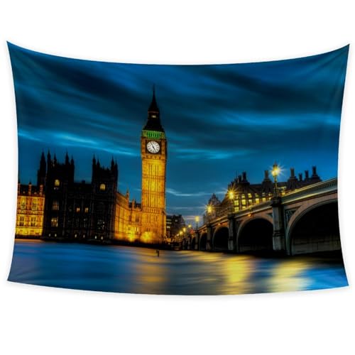 suojapuku Tapisserie,Wandbehang,Big Ben London City Nacht,Wandteppich für Schlafzimmer,Wohnzimmer,Wanddekoration von suojapuku
