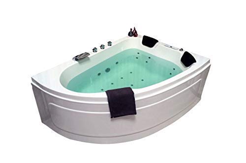 Doppel Whirlpool Badewanne Titan MADE IN GERMANY 180 x 130 cm mit 25 Massage Düsen + LED Beleuchtung + Heizung + Ozon Desinfektion + DHW + MIT Armaturen Eckwanne rechts oder links Eckbadewanne von supply24